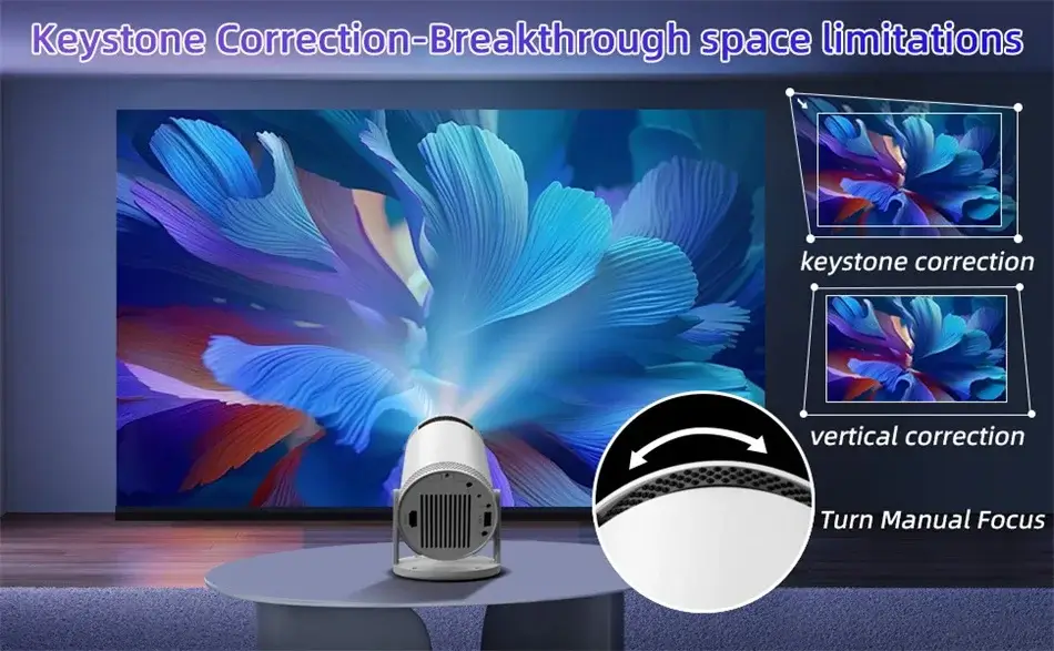 2026 Smart Projector connectivity ports including HDMI USB and Audio Jack for home cinema