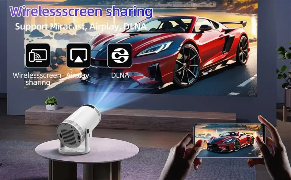 2026 Smart Projector connectivity ports including HDMI USB and Audio Jack for home cinema