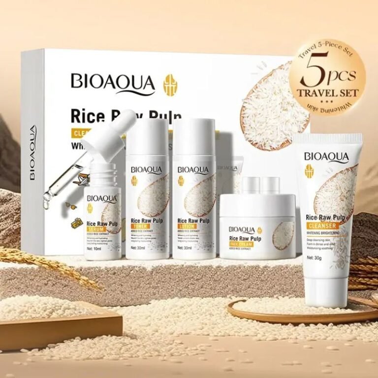 BIOAQUA Rice Raw Pulp Whitening aTravel 5-piece Set for Face - AM ClothEdge Global Deals