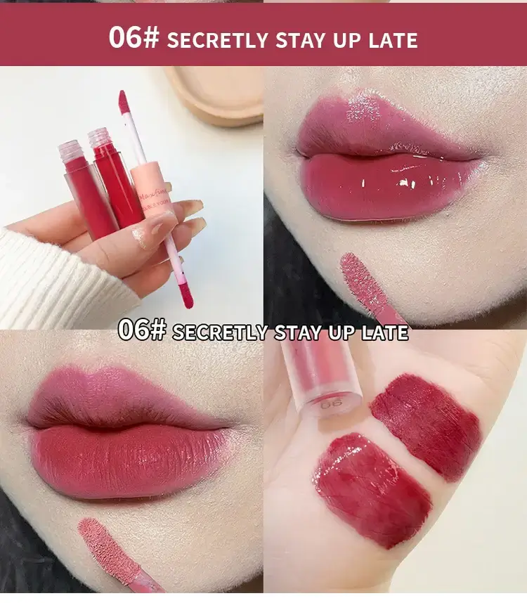 CACE Double End Lip Glaze Shade 06 Secretly Stay Up Late viral lip look.