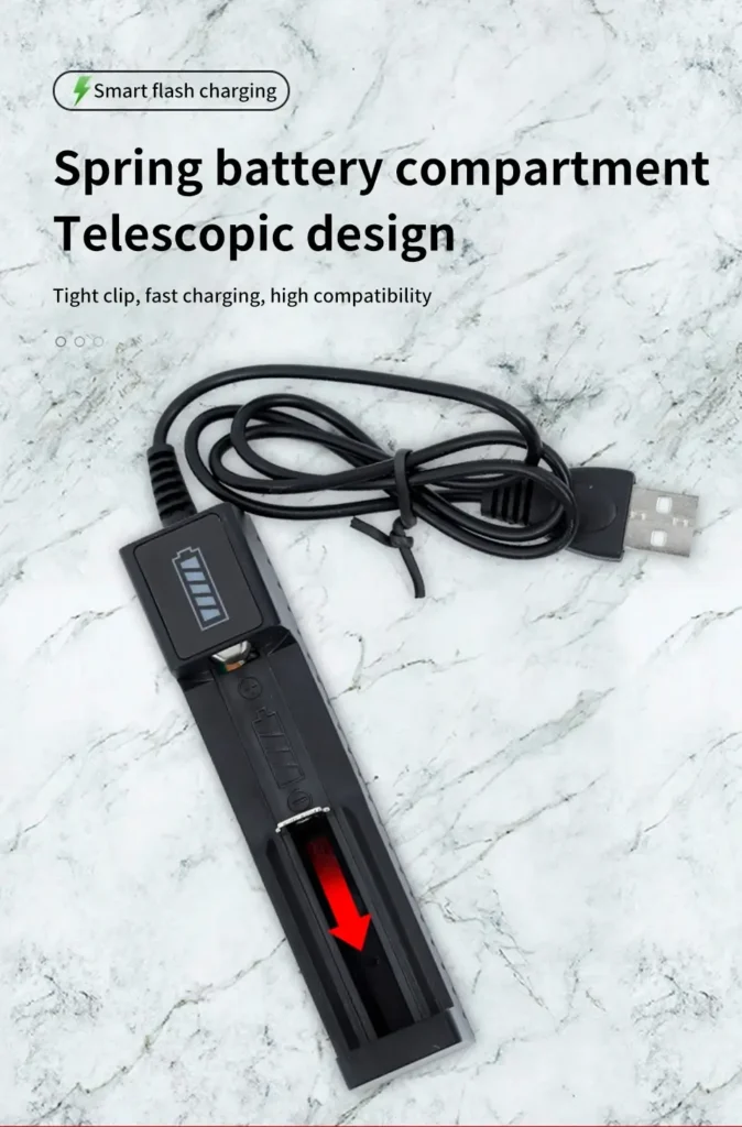 Portable USB Powered 18650 Battery Charger for Travel