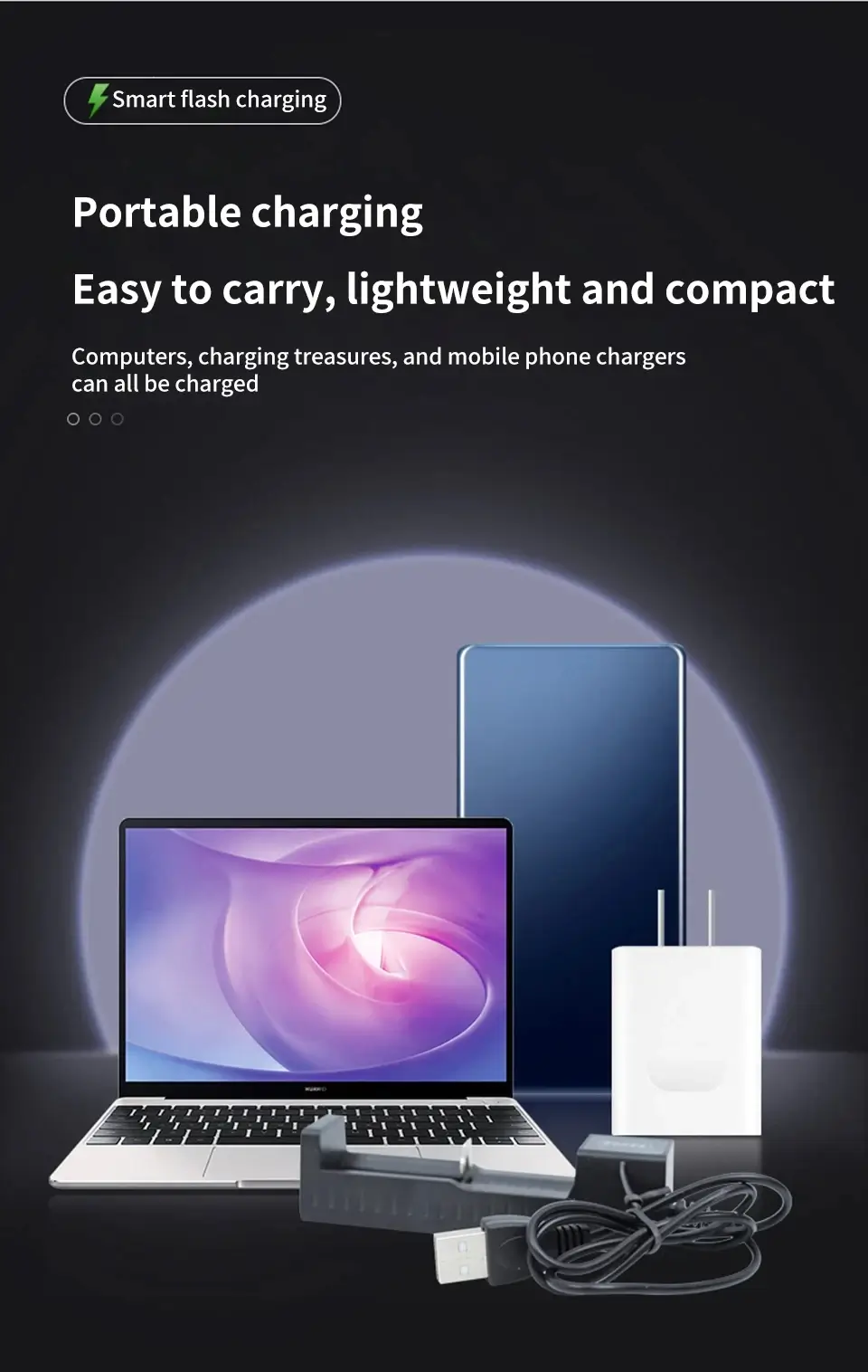 Portable 1-slot 18650 USB battery charger with compact design for travel.