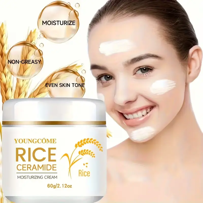 Youngcome Rice Ceramide cream benefits: Moisturizing, non-greasy, and even skin tone results.