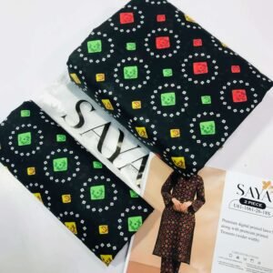 Saya Luxury Digital Printed Lawn Black Shirt Front