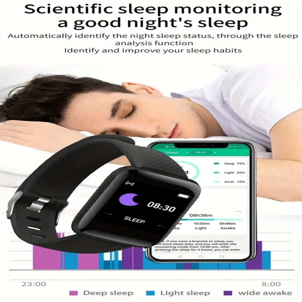 Sleep monitoring graph showing deep and light sleep cycles