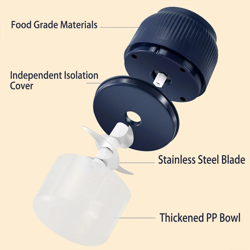 Sharp stainless steel blades of mini electric food processor