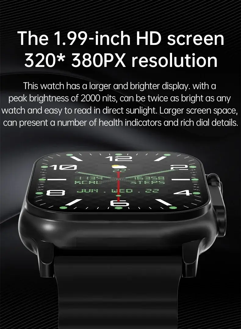 T900 Ultra 2 smartwatch with 1.99-inch HD screen and 2000 nits peak brightness