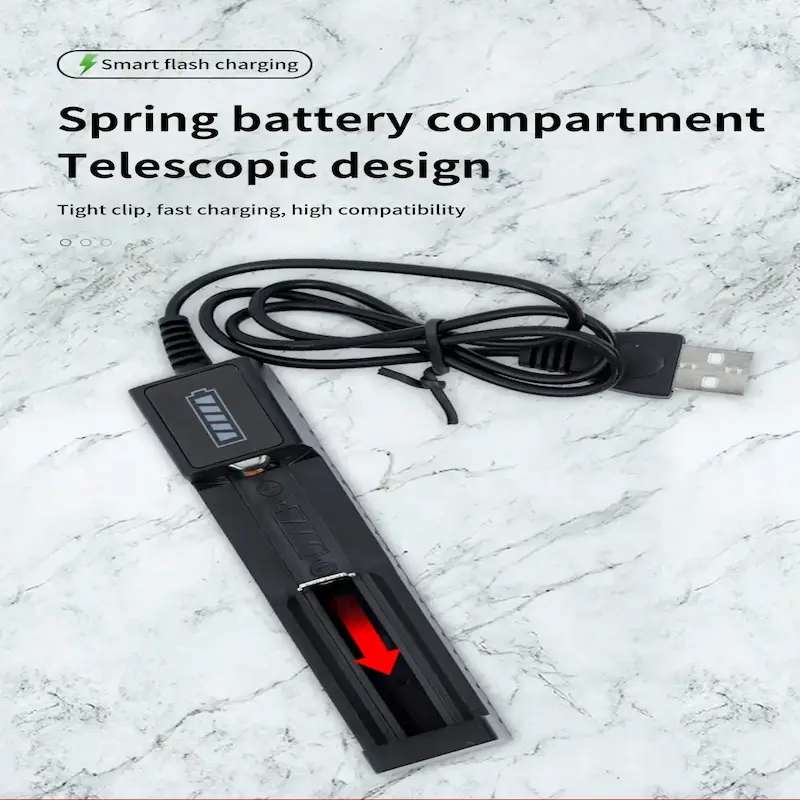 Best Smart Battery Charger with a spring-loaded telescopic slot design for multiple battery types.