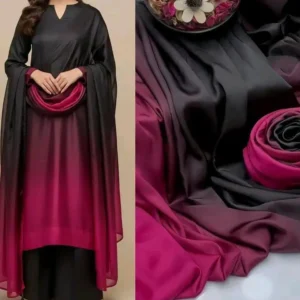 Black and Pink Shaded Digital Print Silk Dress