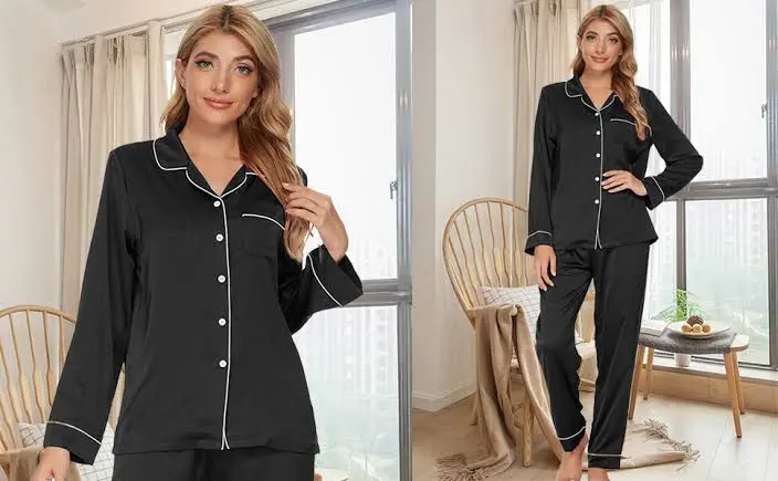 Classic Black Viscose Silk Pajama Set