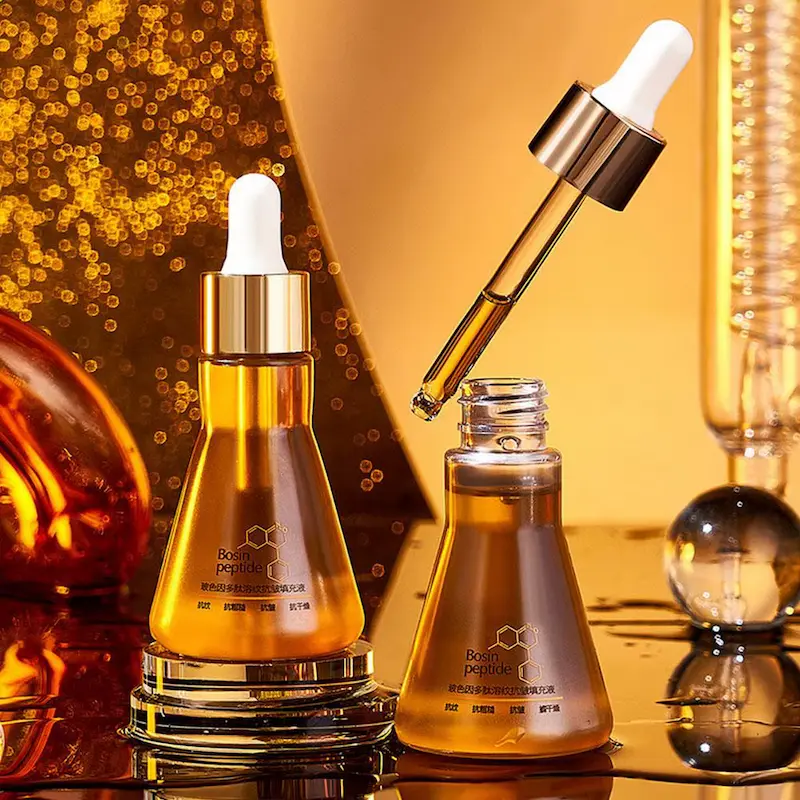 Polypeptide Skincare Set Review - Two bottles of Bosin peptide anti-wrinkle filling liquid with droppers.
