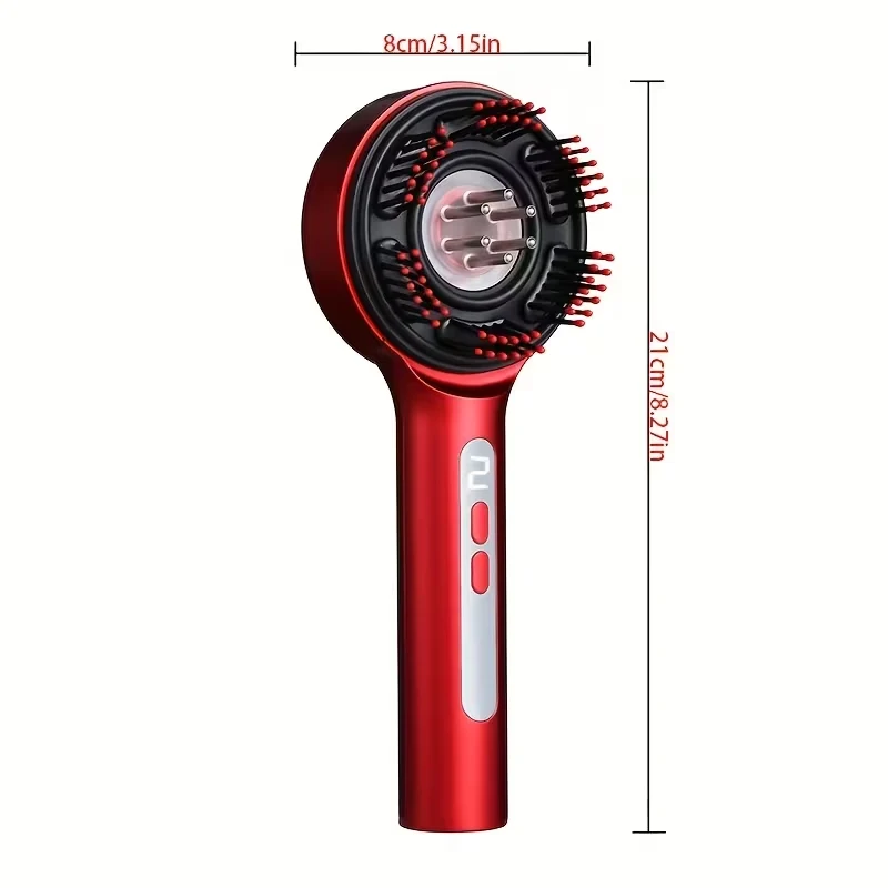Infographic showing electric massager benefits including essential oil infusion and 5-gear kneading.