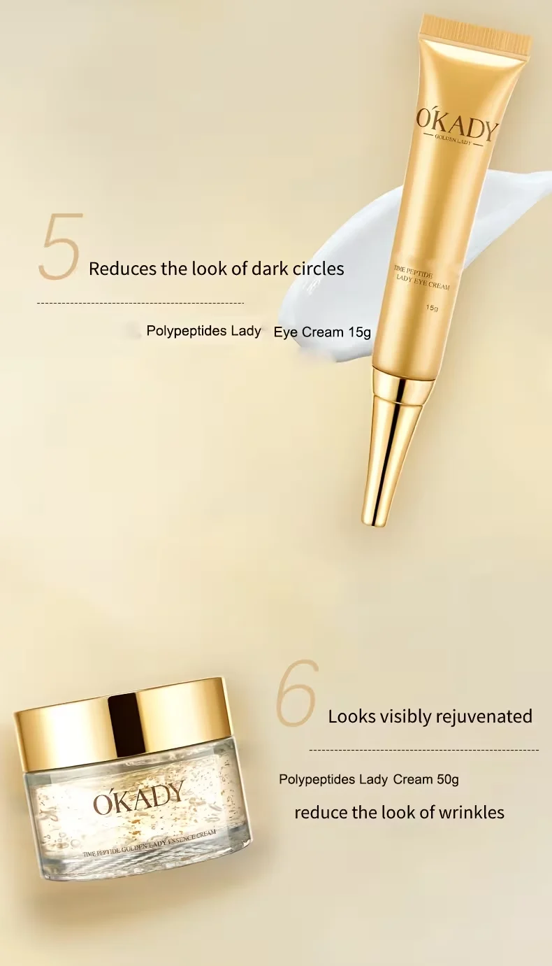Okady Polypeptides Lady Eye Cream and Face Cream to reduce dark circles and visible wrinkles.