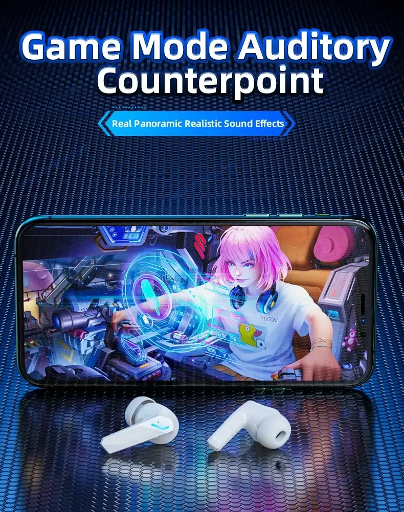 Lenovo earbuds game mode auditory counterpoint for realistic panoramic sound effects