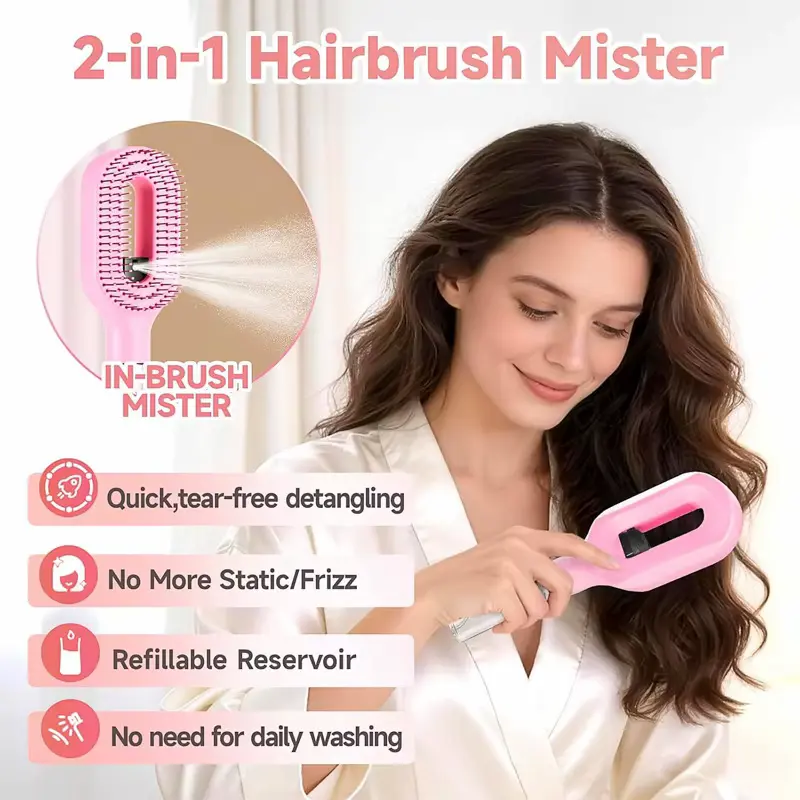 A woman gently brushing her long wavy hair, featured in this best scalp massager review for its anti-static and frizz-free benefits.
