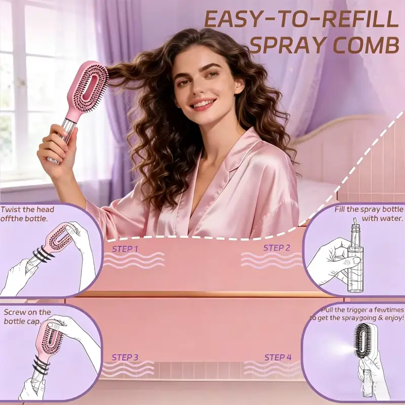 Step-by-step guide showing how to twist, refill, and use the liquid reservoir of the best scalp massager review product.