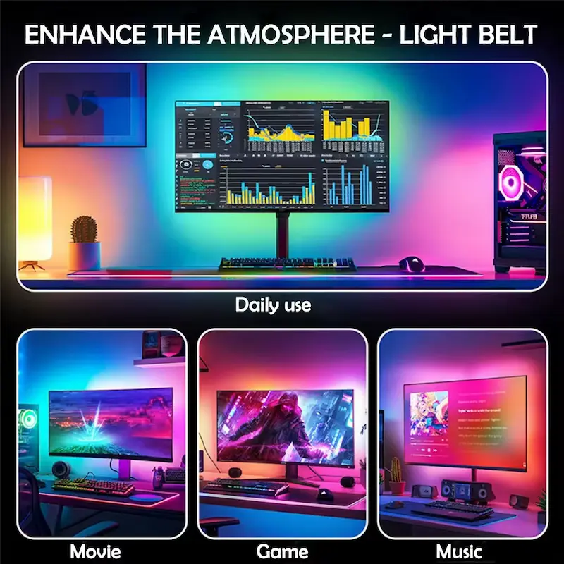 Dynamic ambient lighting for movie gaming and music setup
