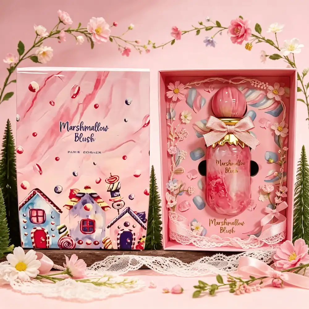 Paris Corner Marshmallow Blush Perfume Review and aesthetic packaging display.