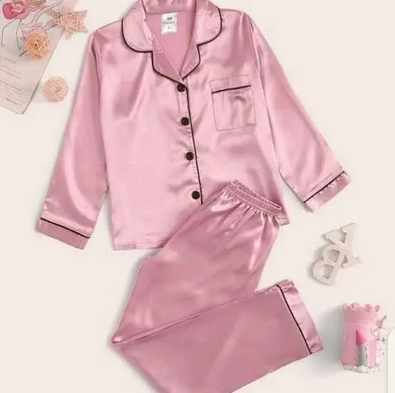 Soft Pink Viscose Silk Sleepwear Set