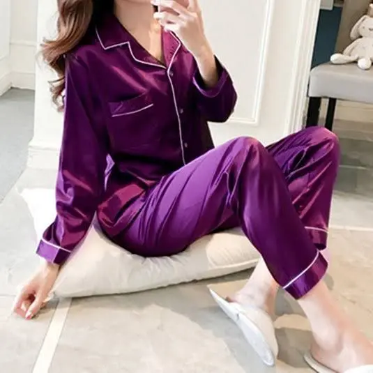 Purple Viscose Silk Relaxed Fit Nightwear