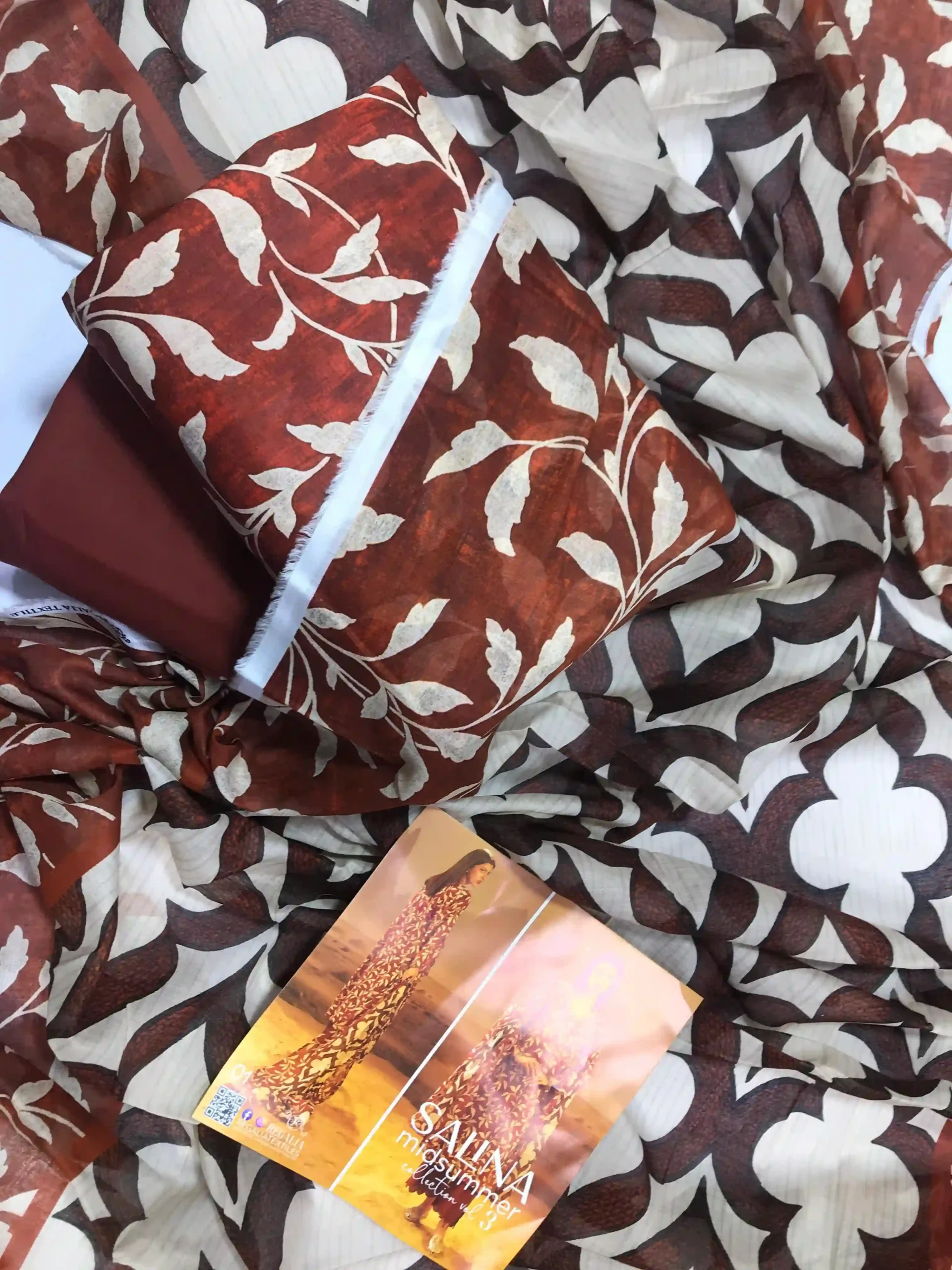 Salina Midsummer Vol 3 Design 10 - Lilac Purple Leafy Print Unstitched Lawn Suit