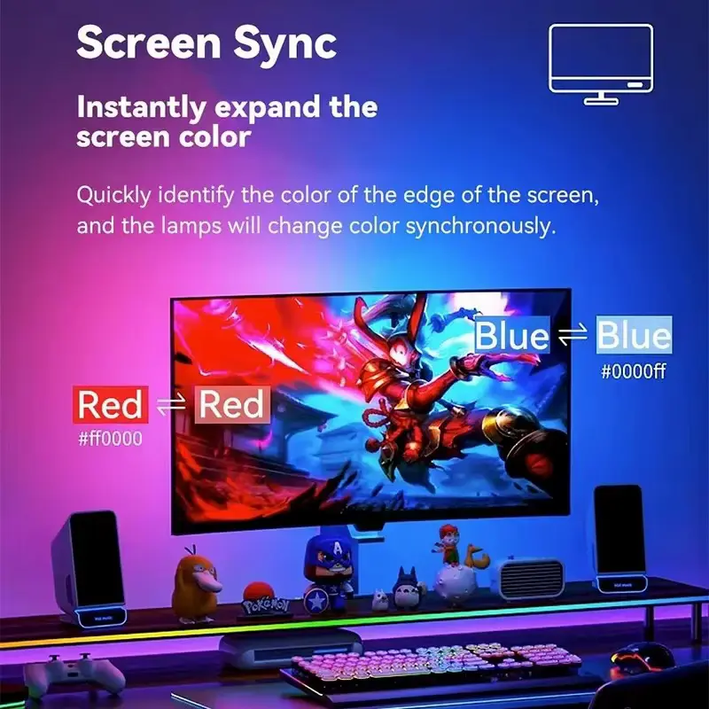 RGB Gaming Lights Strip instantly expanding the color of the screen edge