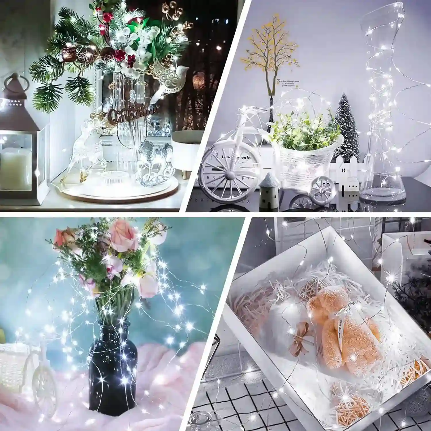 Colorful solar Christmas star LED string lights wrapped around a large tree