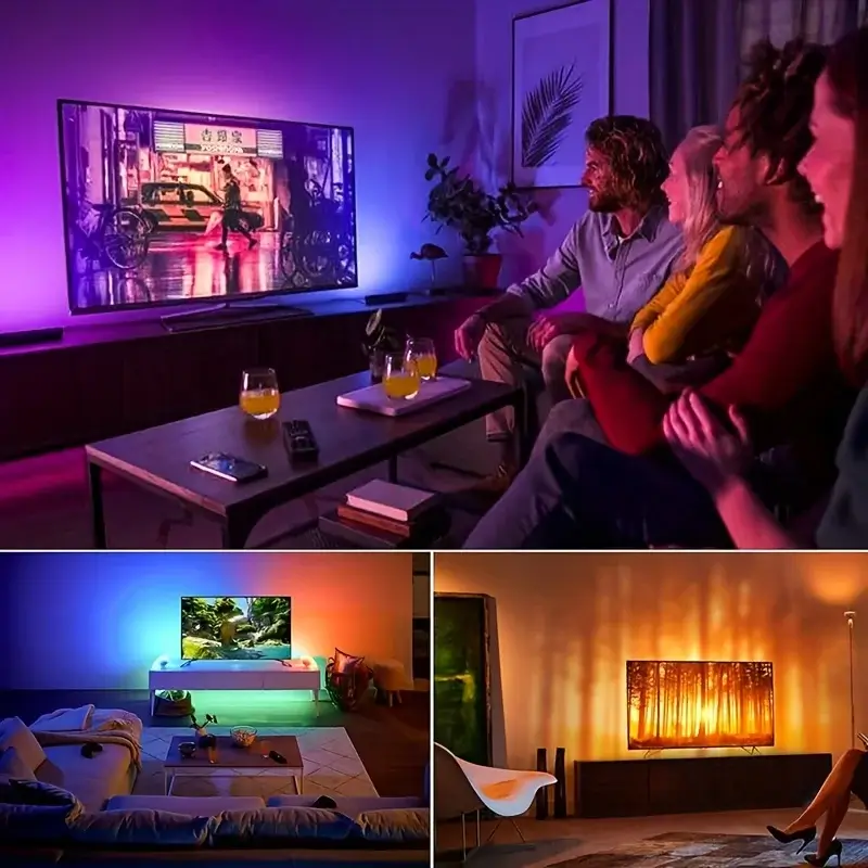 Immersive RGB LED TV backlight and ambient lighting for home theater and living room entertainment.