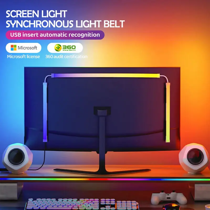 Microsoft licensed USB automatic recognition RGB Gaming Lights Strip installed on PC