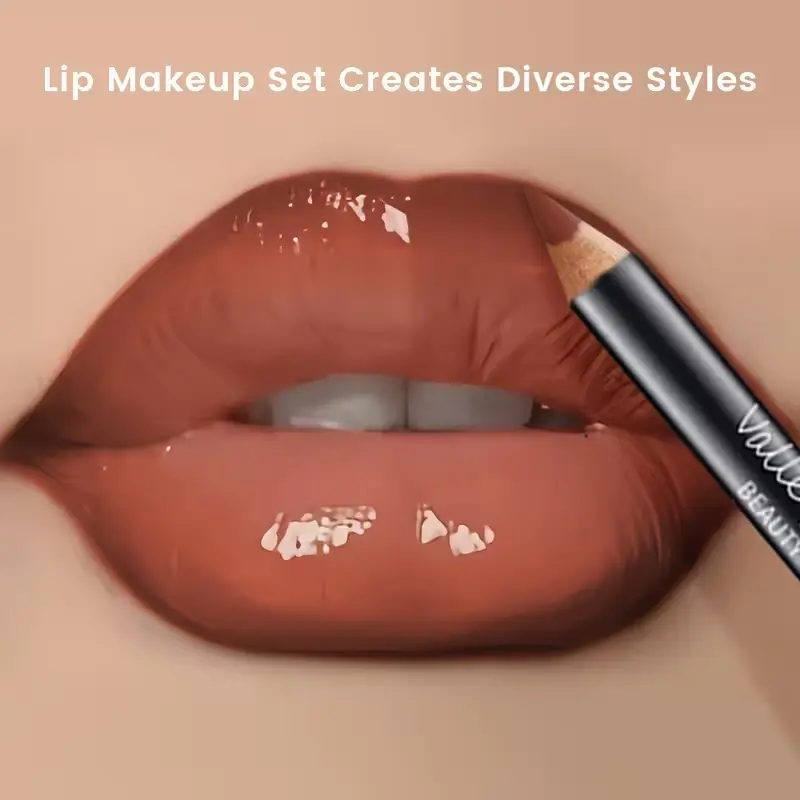 Precision lip liner application for a diverse makeup look.