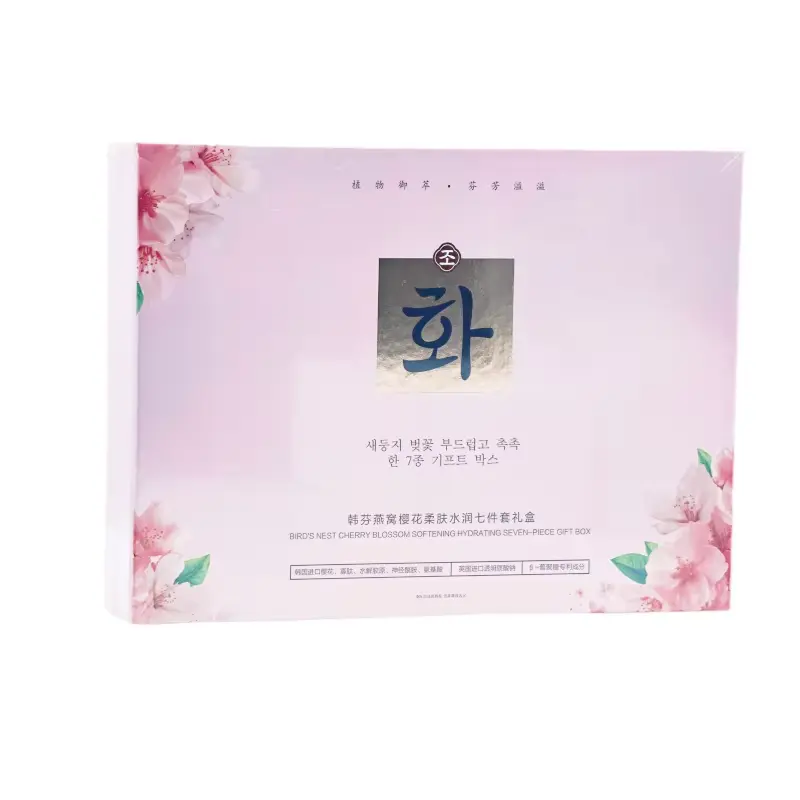 Front view of the Bird’s Nest Cherry Blossom Softening Hydrating Seven-Piece Gift Box.