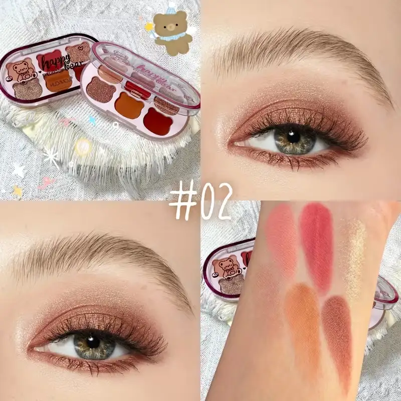 Bronze, gold, and earthy eyeshadow swatches from palette number 02.