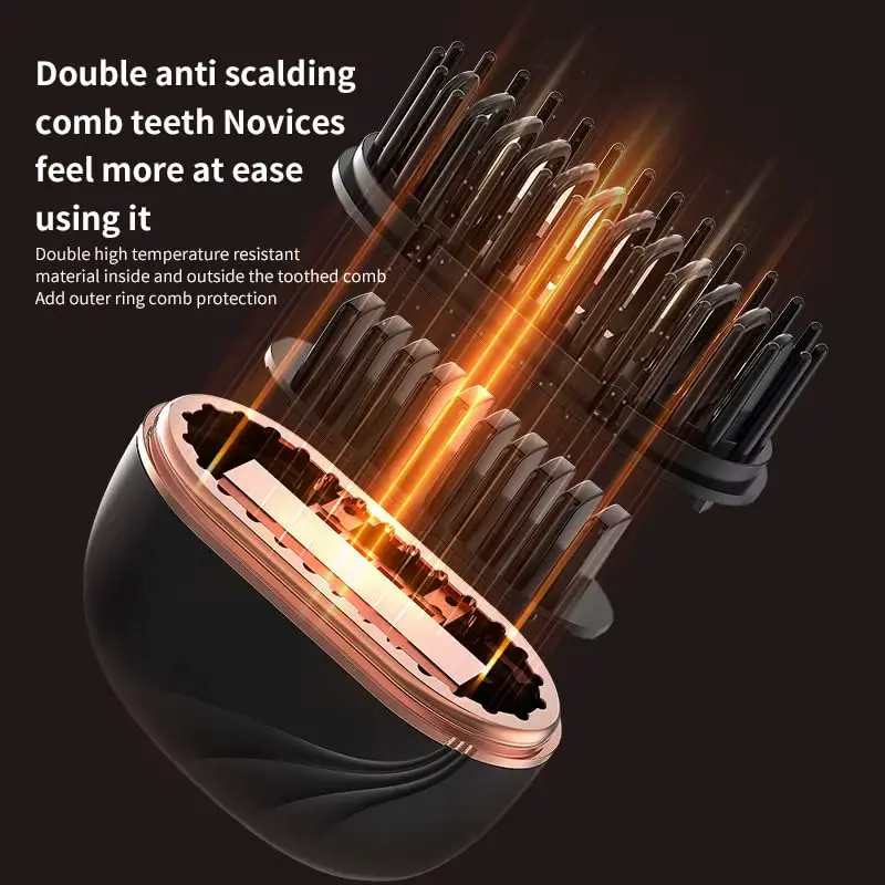 High temperature resistant material and double anti-scalding comb teeth design for safe hair styling.