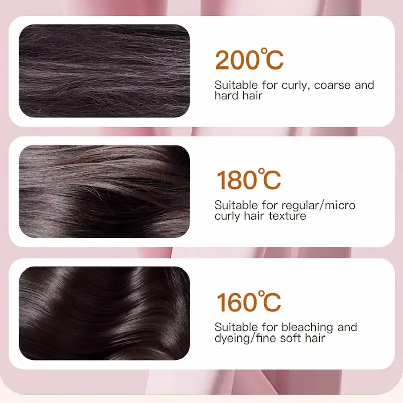 Different temperature settings analyzed in this Capsule Hair Straightener Review for various hair textures from fine to coarse.
