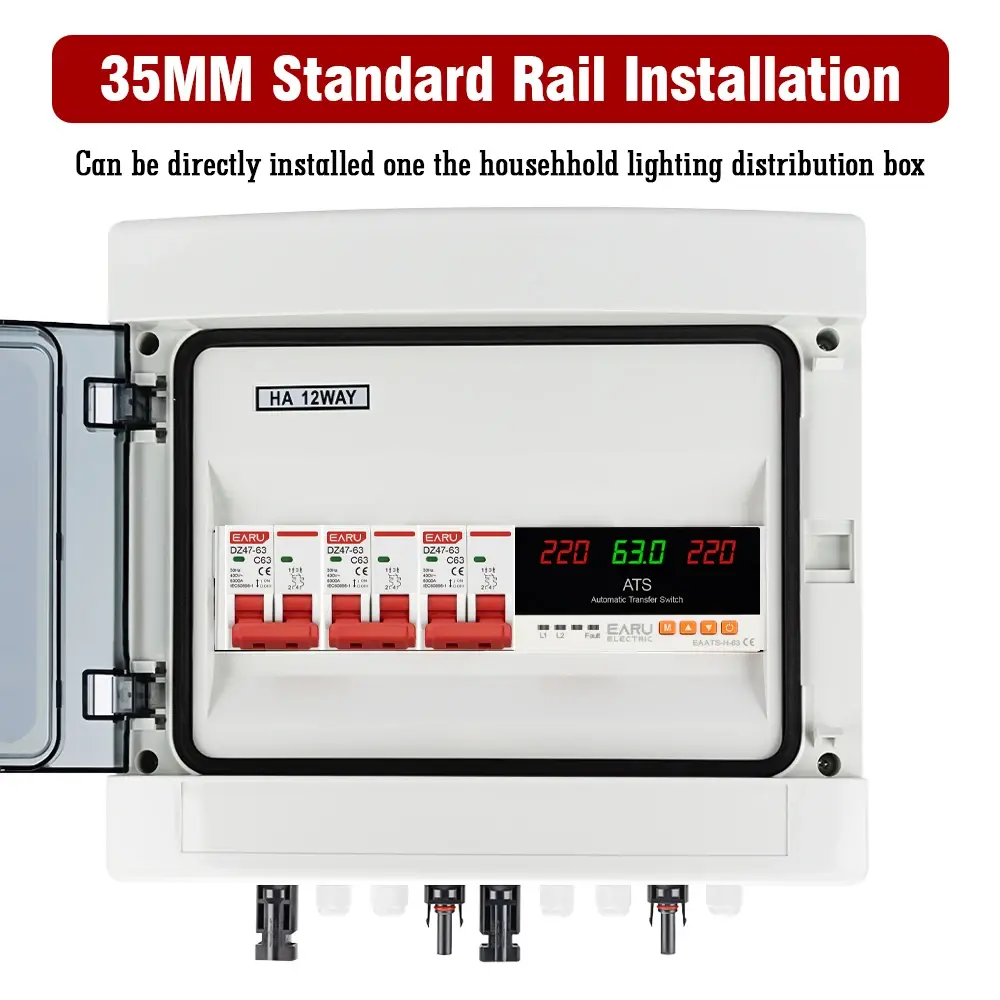 EARU ATS Installed on 35mm Standard Rail in Household Distribution Box