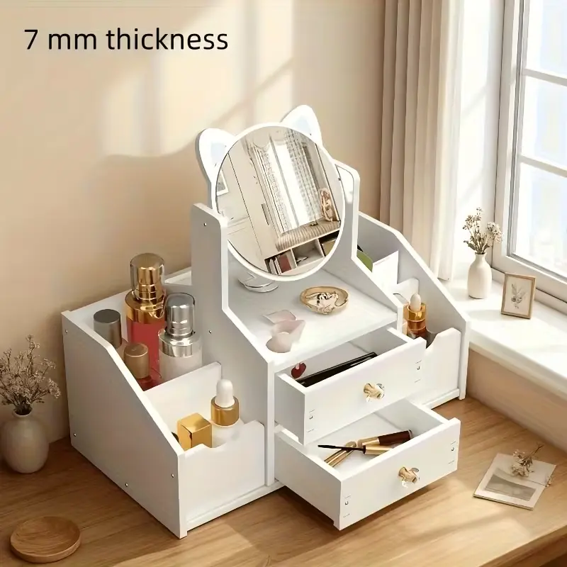 Close-up of a 7 mm thickness durable makeup organizer panel.