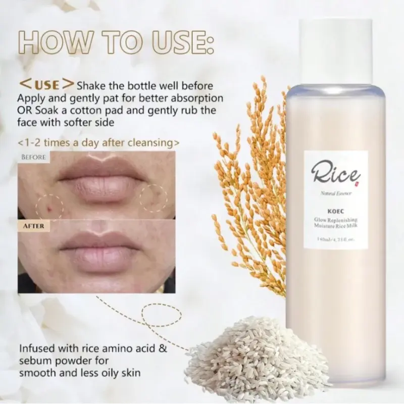 How to use Rice Milk Toner for smooth and less oily skin after facial cleansing.