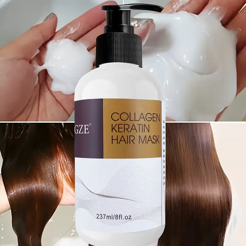 Creamy texture of GZE Collagen Keratin Hair Mask with Argan Oil