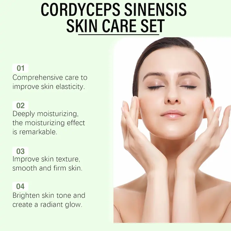 Infographic listing benefits: improving elasticity, deep moisturizing, smooth texture, and radiant glow.