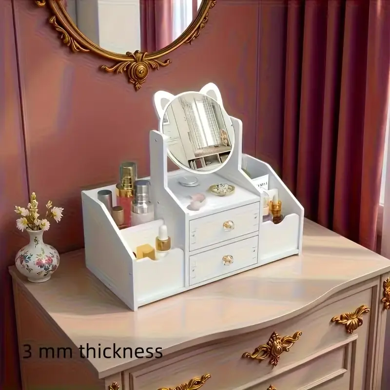 Close-up of a 3 mm thickness lightweight makeup organizer material.