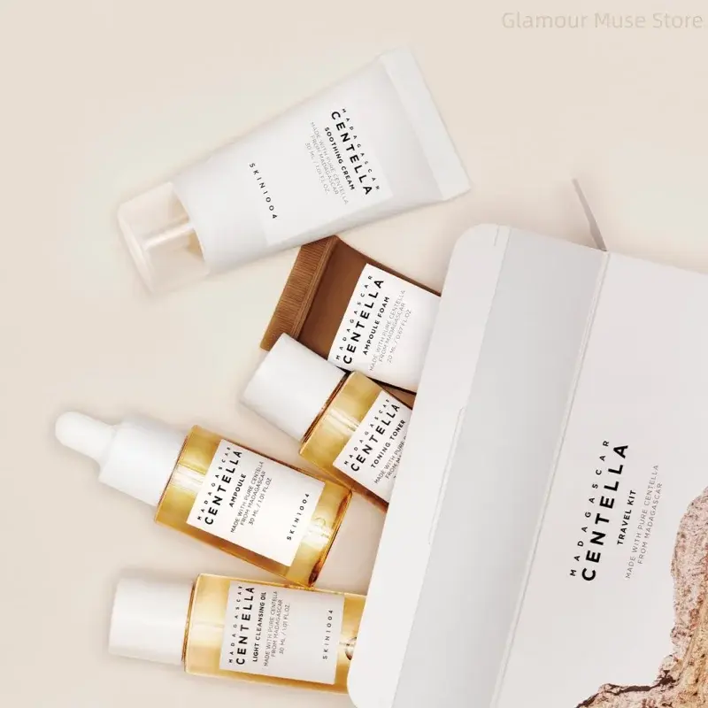 Top view of Skin1004 Centella mini skincare set products