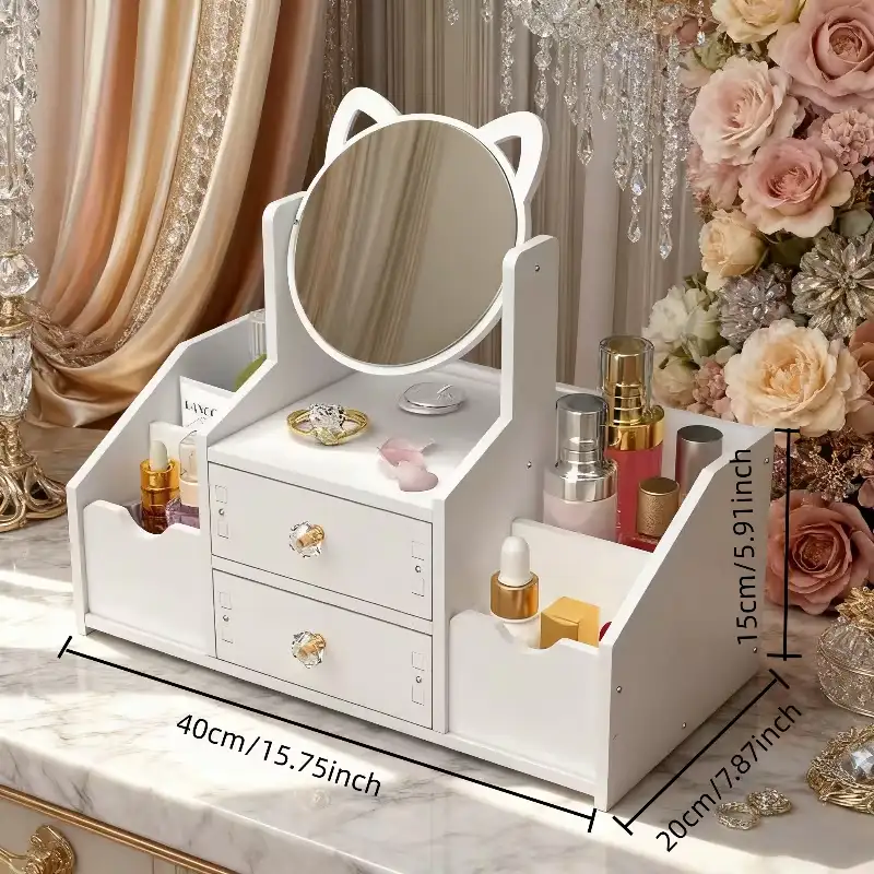 40cm by 20cm dimensions of the large upgraded version makeup organizer.