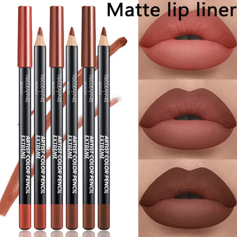 Three different shades of Beauty Glazed matte lip liners on lips.