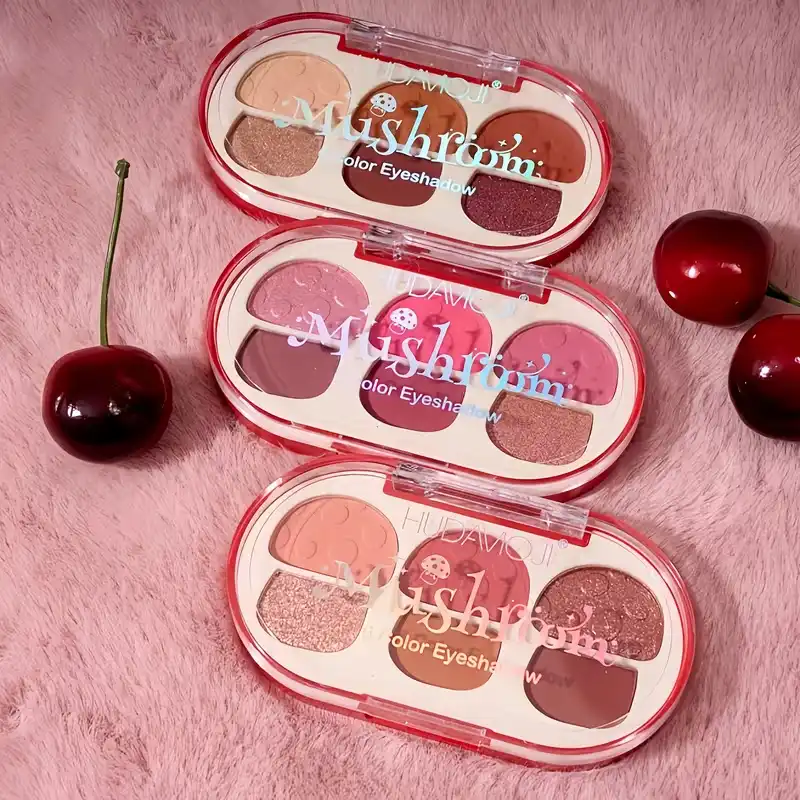 Three different shades of Mushroom color eyeshadow palettes.