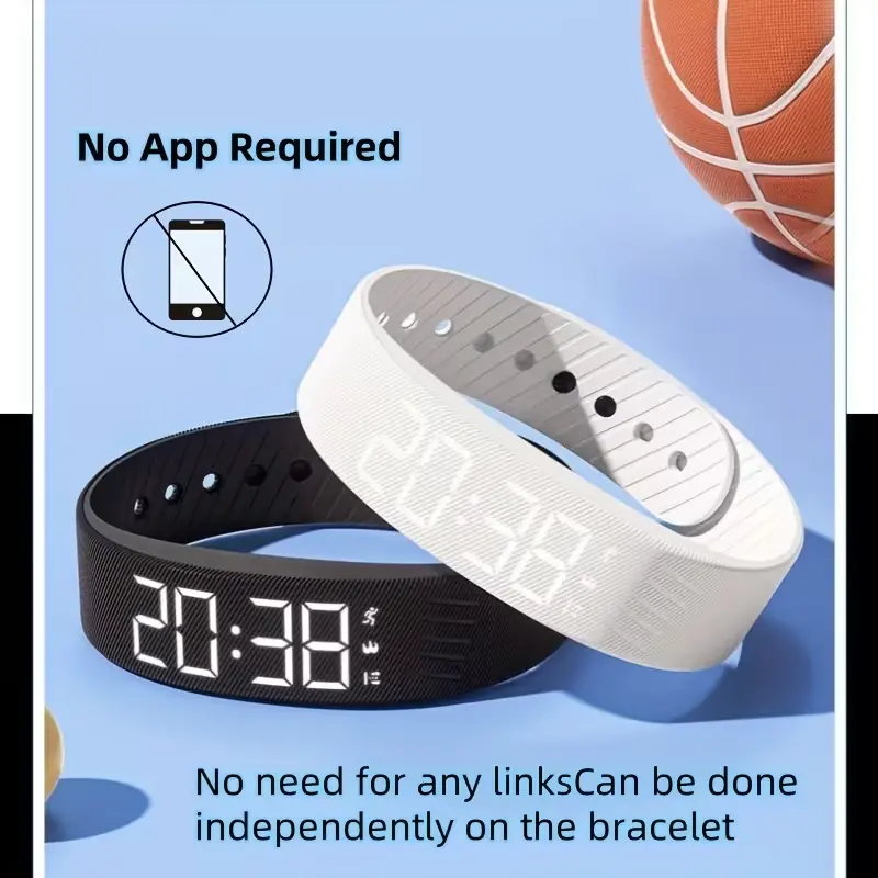 Black and white watches with a "No App Required" icon