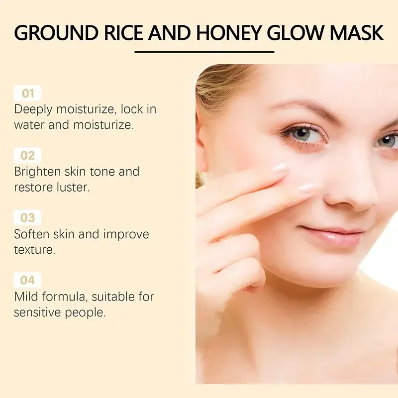 Before and after comparison of using ground rice and honey glow mask for brighter skin tone.