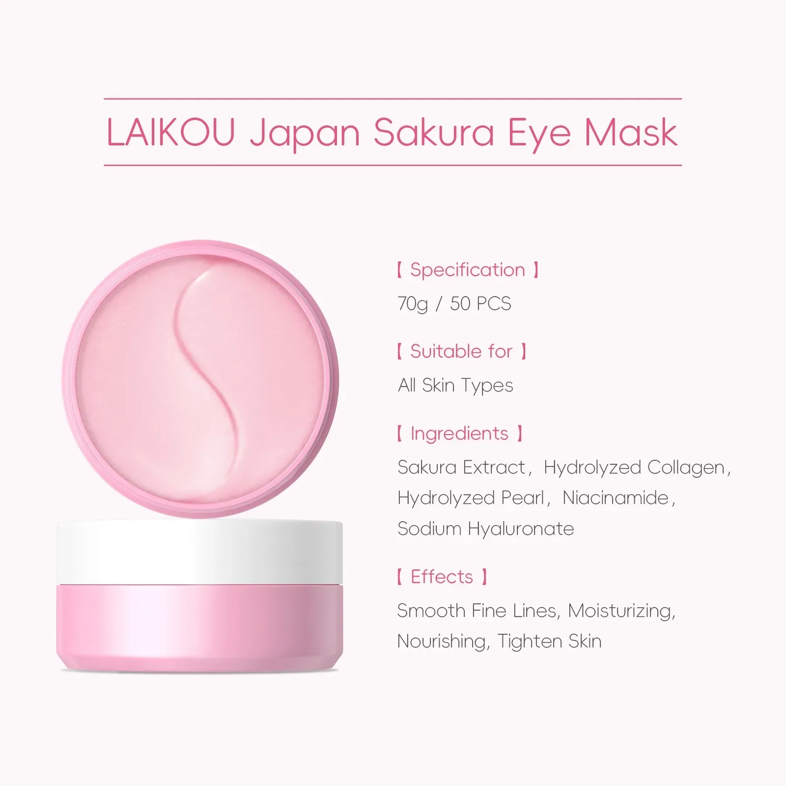Sakura eye mask ingredients including collagen and niacinamide.