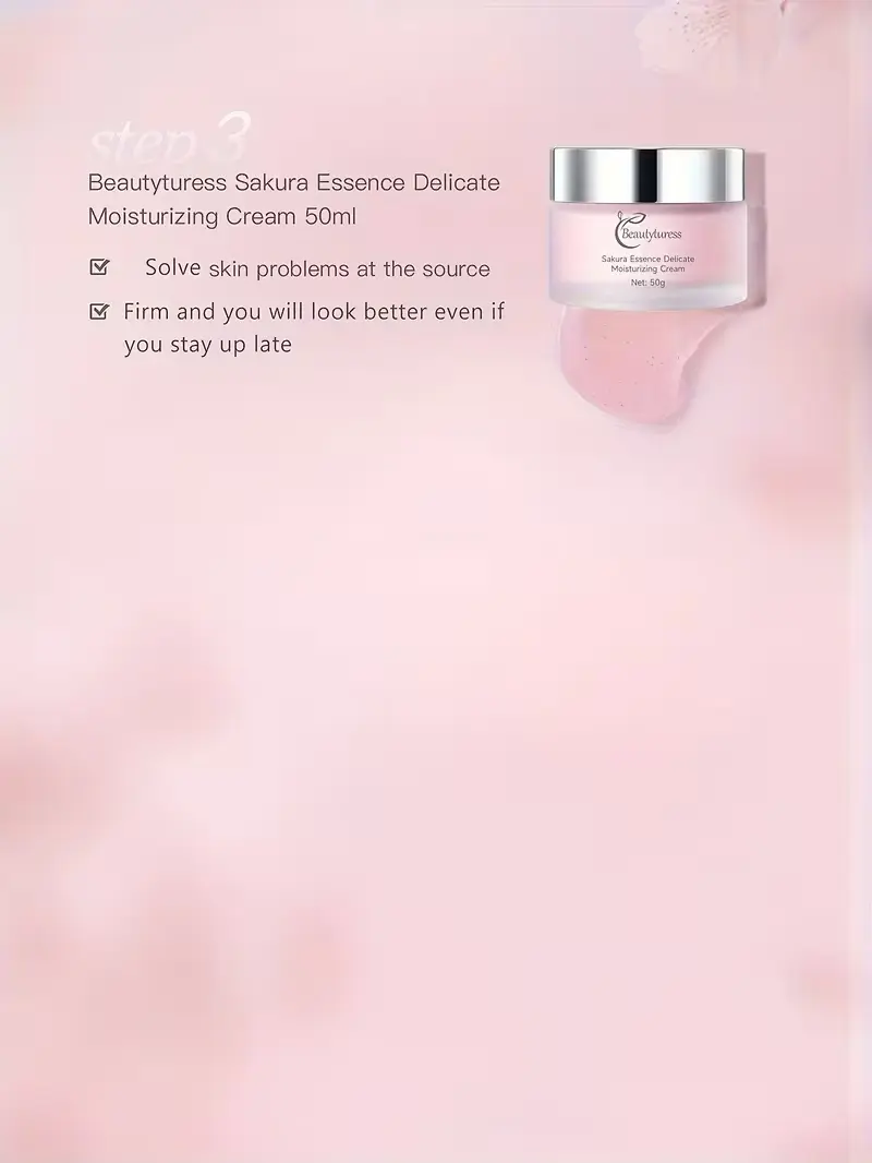 50ml jar of Sakura Essence Moisturizing Cream for firming skin and solving skin problems.