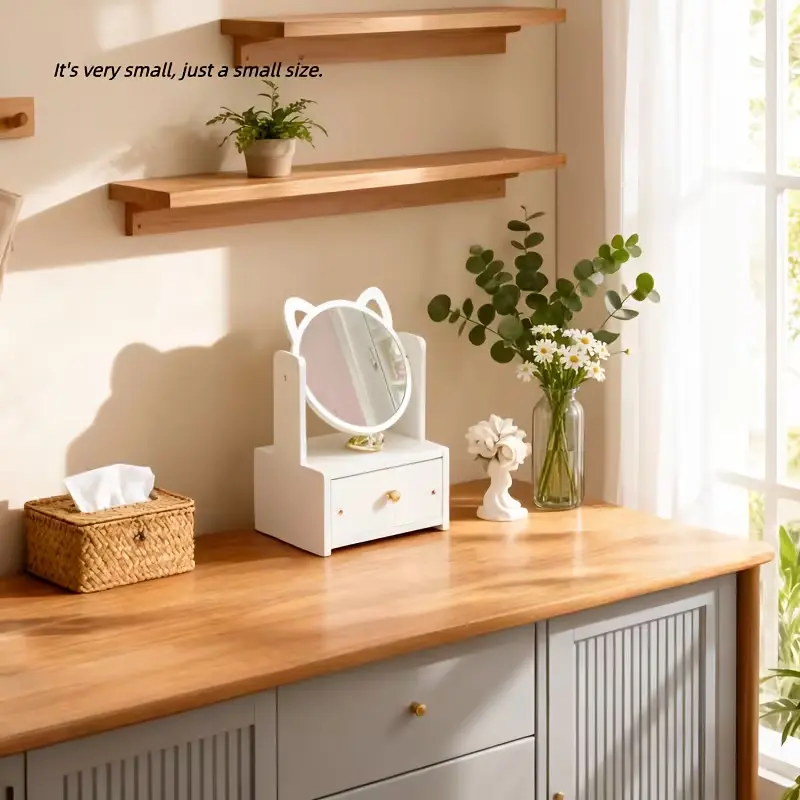 Small sized white makeup organizer for compact spaces and apartments.