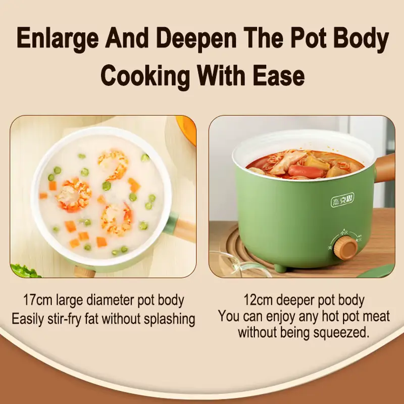 Dual view showing wide opening top and deep internal cooking chamber.